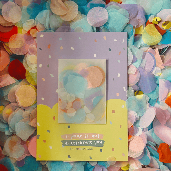 Pour it out confetti party | Postcard