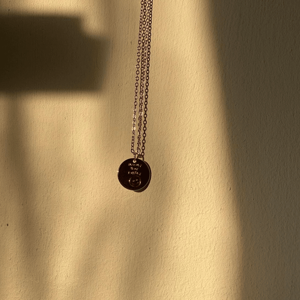 Slowly but Surely Mini Round Disk Necklace