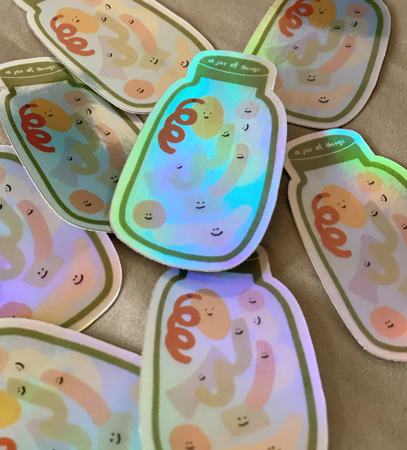 A Jar Of Things Holographic Sticker - Thewearablethings