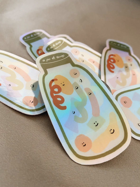 A Jar Of Things Holographic Sticker - Thewearablethings