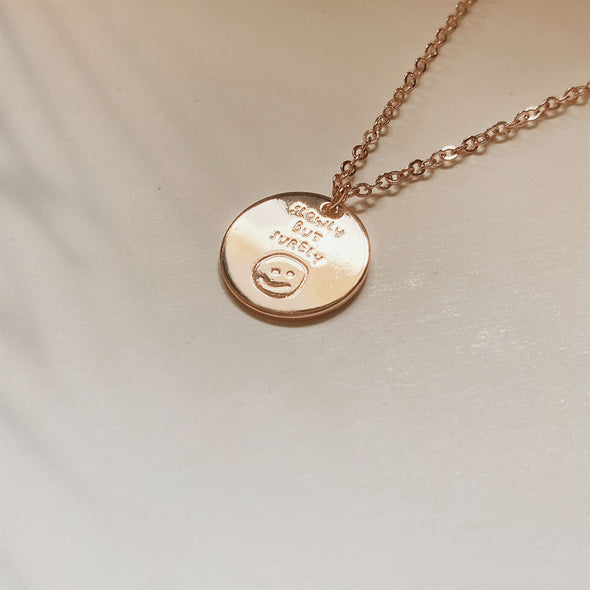 Surely but Slowly Mini Round Disk Necklace