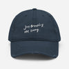Just Breathing. Not Living Distressed Dad Hat