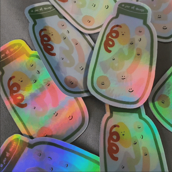 A Jar Of Things Holographic Sticker - Thewearablethings
