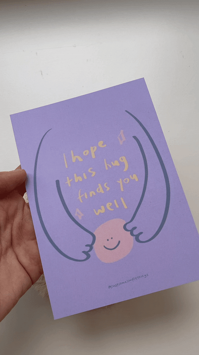 I hope this hug finds you well | Postcard