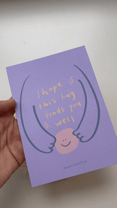 I hope this hug finds you well | Postcard