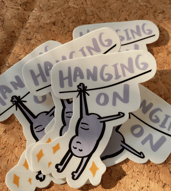 Hanging on sticker