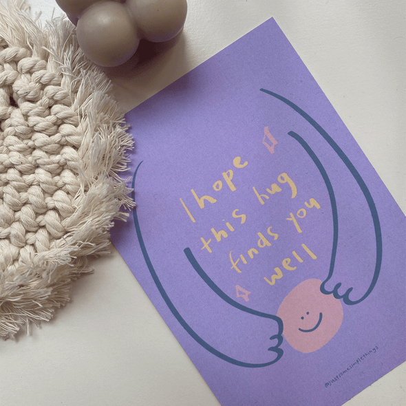 I hope this hug finds you well | Postcard