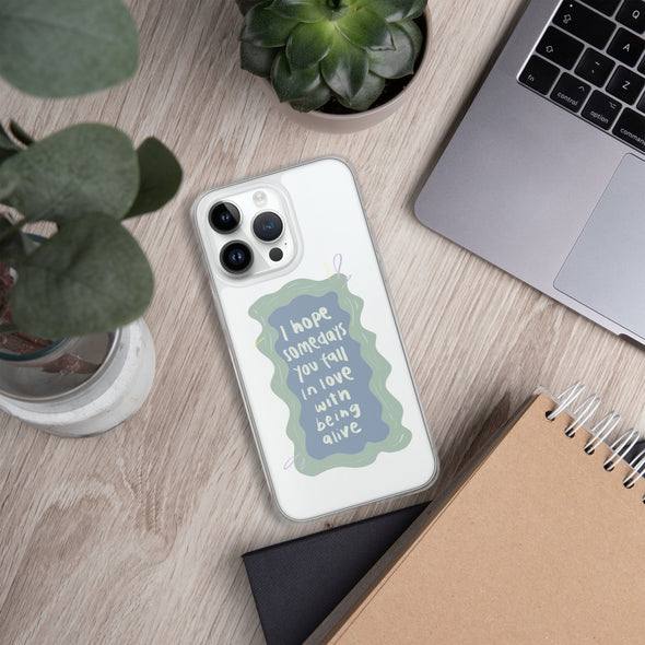 I hope you fall in love with being alive Transparent iPhone Case