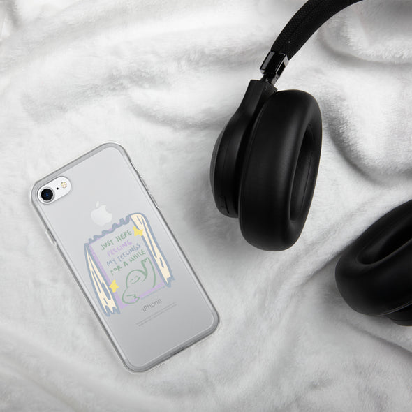 Just here feeling my feelings Transparent iPhone Case